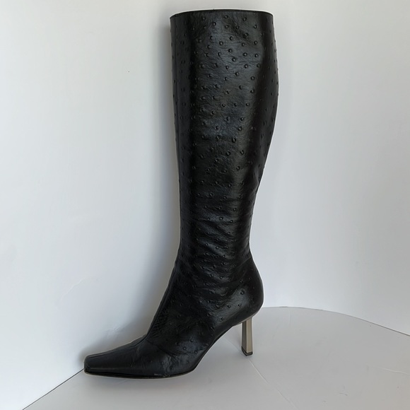 Giuseppe Zanotti Genuine Ostrich Boots -Silver heel - Black - Picture 3 of 17
